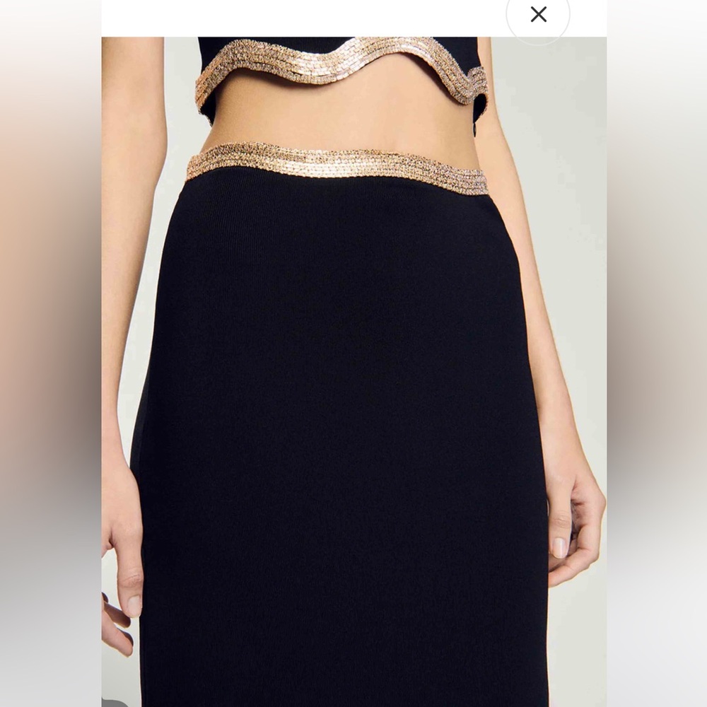 NWT Sandro CASABLANCA LONG SKIRT w/ CHAIN DETAIL—slightly loose chain on side